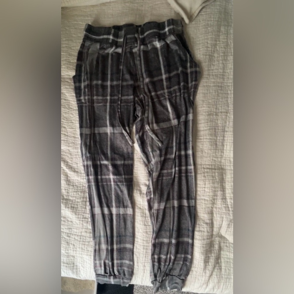 Grey plaid sweatpants